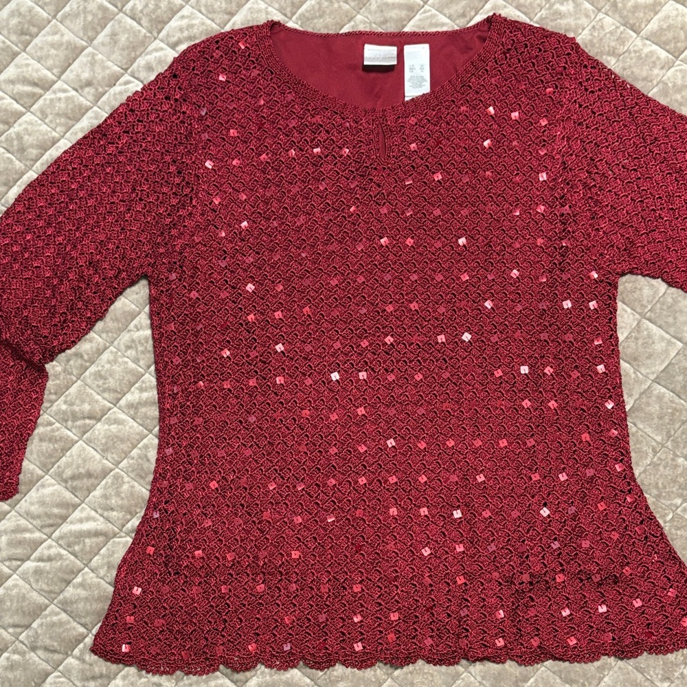 Emma James Christmas Red Knit Blouse